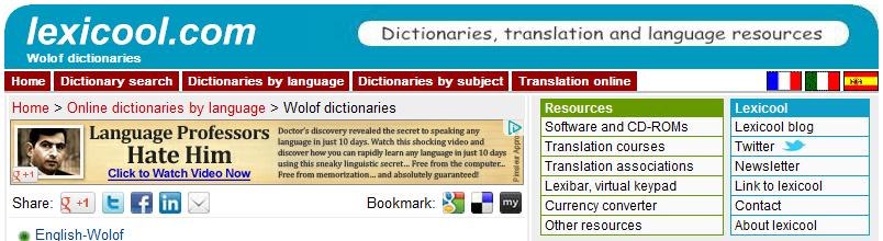 Home > Online dictionaries by language > Wolof dictionaries
