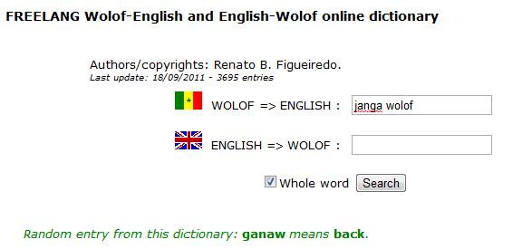 FREELANG Wolof-English and English-Wolof online dictionary