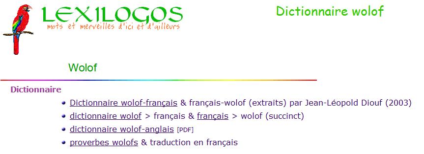 Dictionnaire wolof