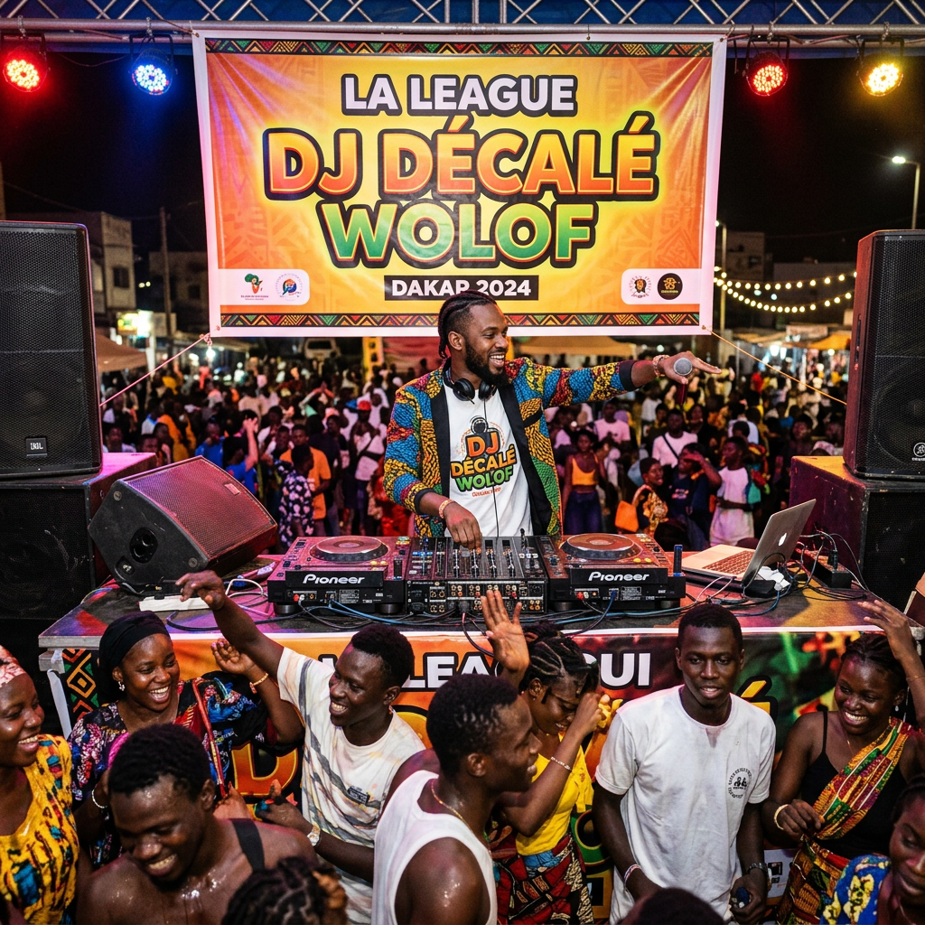 DJ Décalé Wolof performing for a dancing crowd in Dakar 2024