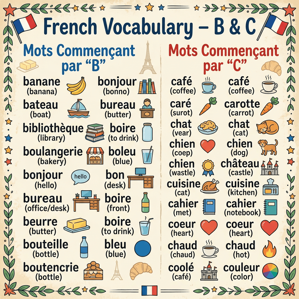 French Vocabulary – B &&nbsp;C