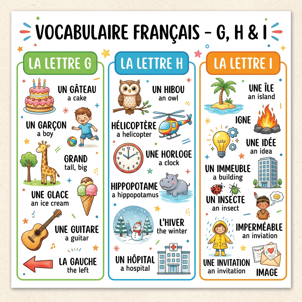 French Vocabulary – G, H &&nbsp;I